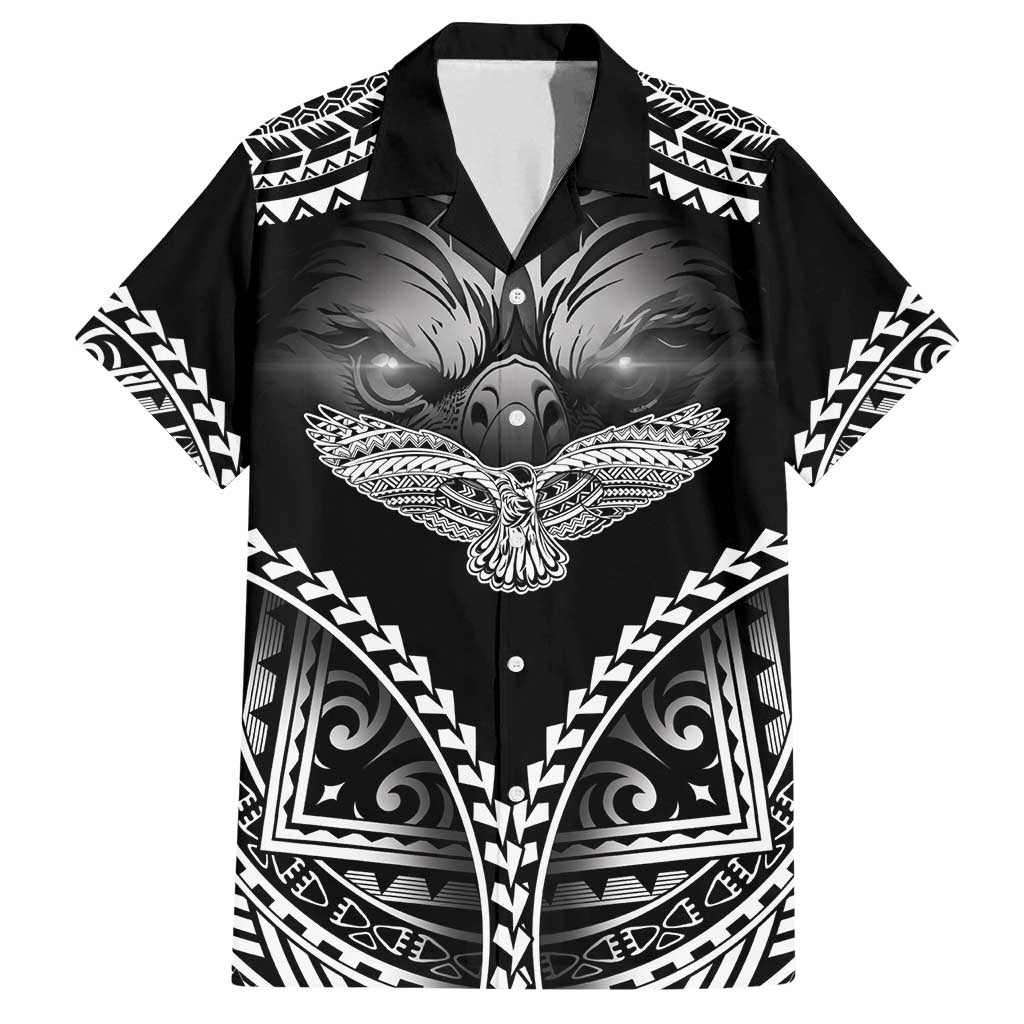 Hawaiian Hawk Family Matching Off Shoulder Short Dress and Hawaiian Shirt Polynesian Pattern Style