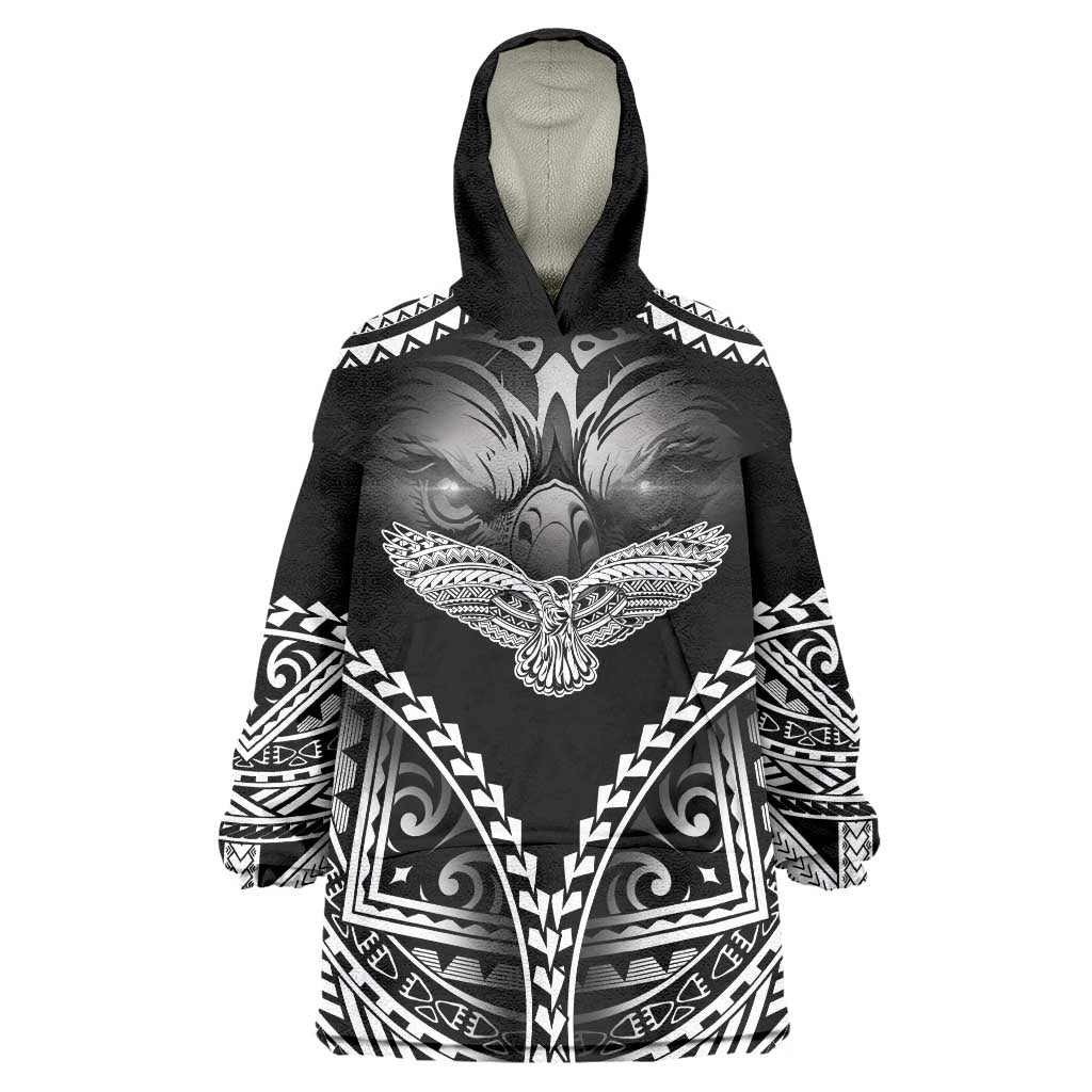 Hawaiian Hawk Wearable Blanket Hoodie Polynesian Pattern Style