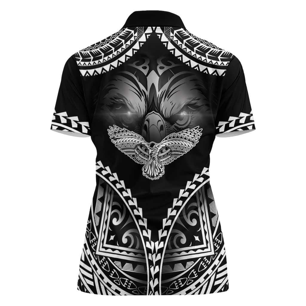 Hawaiian Hawk Women Polo Shirt Polynesian Pattern Style