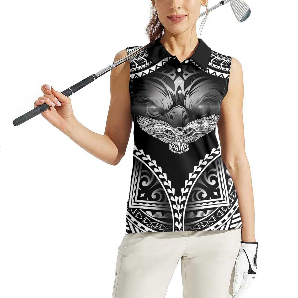 Hawaiian Hawk Women Sleeveless Polo Shirt Polynesian Pattern Style LT05 - Polynesian Pride