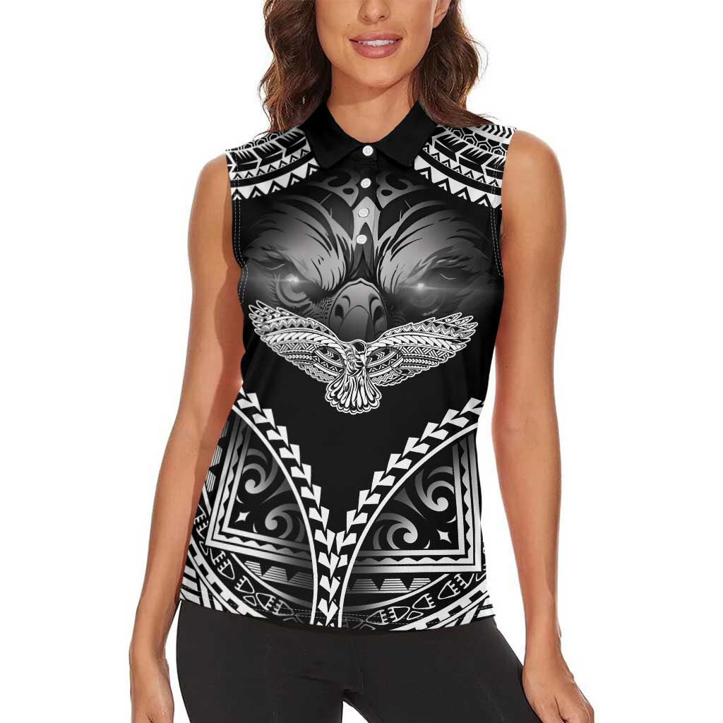 Hawaiian Hawk Women Sleeveless Polo Shirt Polynesian Pattern Style LT05 - Polynesian Pride