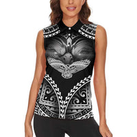 Hawaiian Hawk Women Sleeveless Polo Shirt Polynesian Pattern Style LT05 - Polynesian Pride