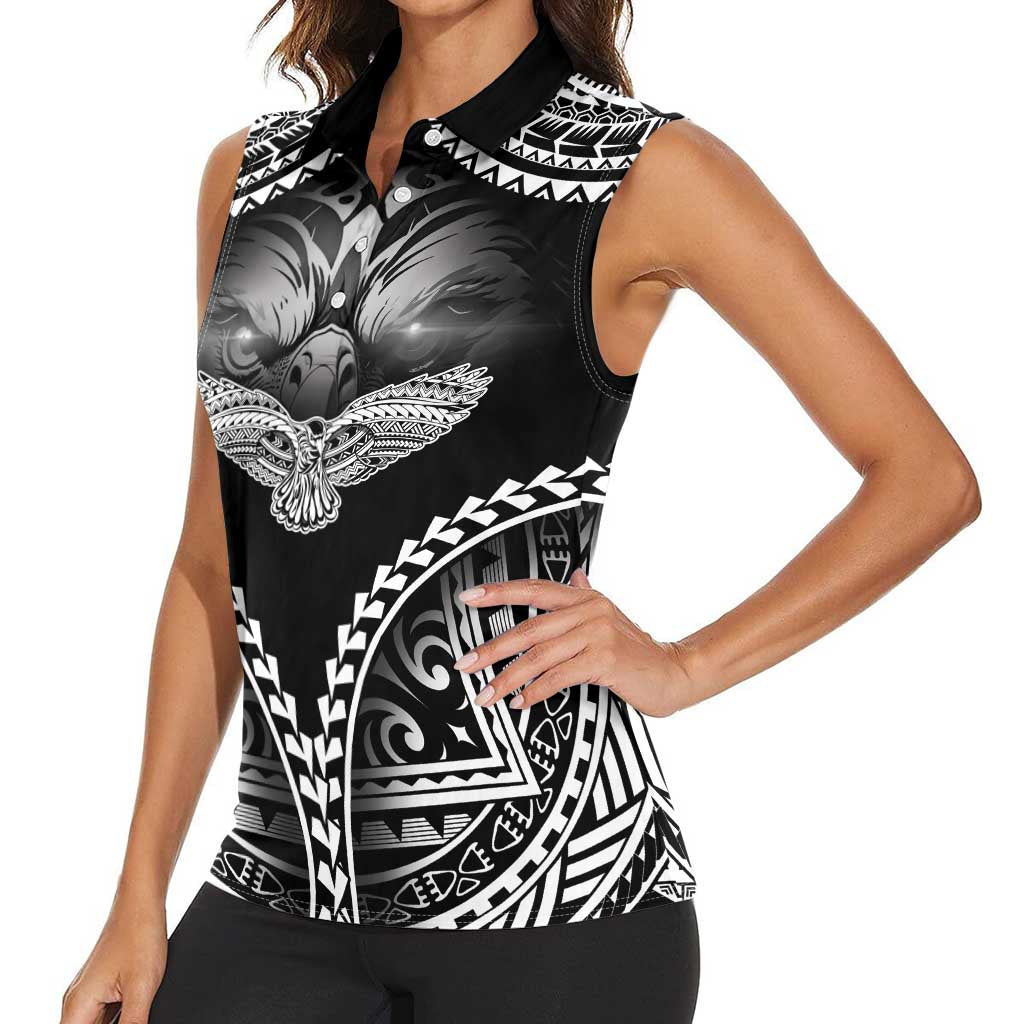 Hawaiian Hawk Women Sleeveless Polo Shirt Polynesian Pattern Style LT05 - Polynesian Pride