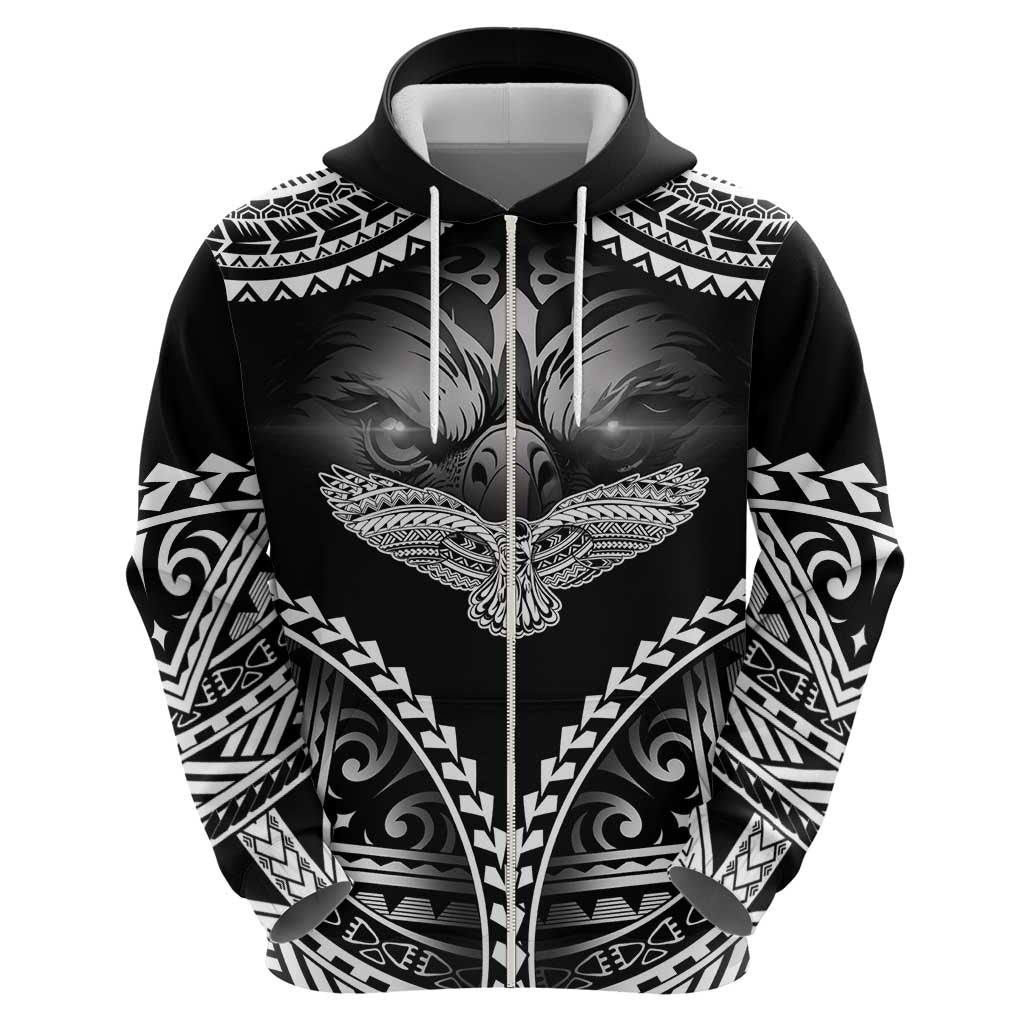Hawaiian Hawk Zip Hoodie Polynesian Pattern Style