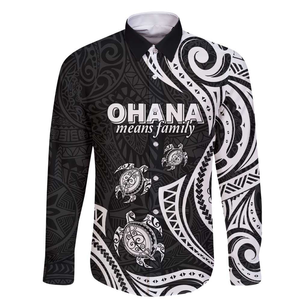 Hawaii Ohana Means Family Family Matching Short Sleeve Bodycon Dress and Hawaiian Shirt Sea Turtle Polynesian Style