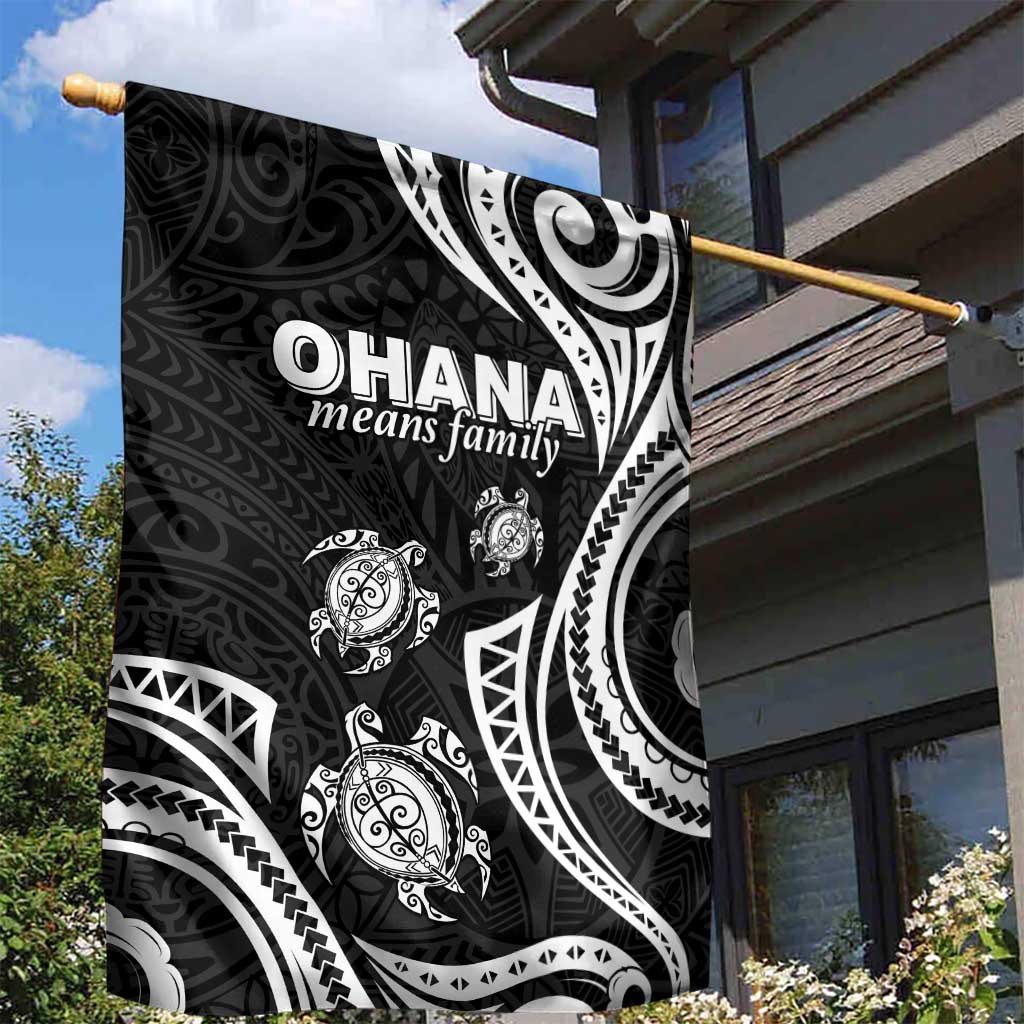 Hawaii Ohana Means Family Garden Flag Sea Turtle Polynesian Style