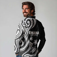 Hawaii Ohana Means Family Long Sleeve Polo Shirt Sea Turtle Polynesian Style