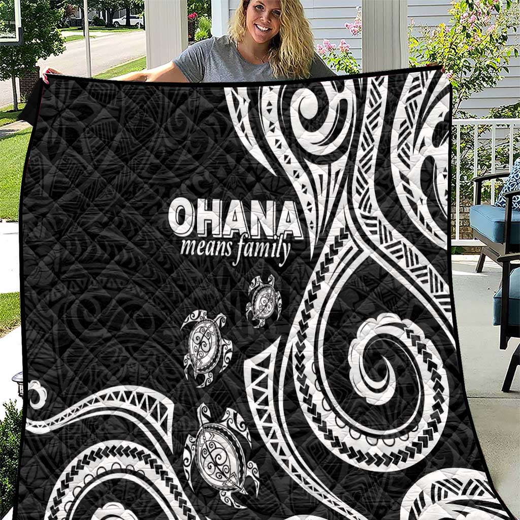 Hawaii Ohana Means Family Quilt Sea Turtle Polynesian Style