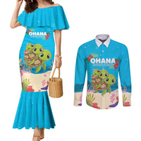 Ohana Hawaii Couples Matching Mermaid Dress and Long Sleeve Button Shirt Kawaii Family Turtle