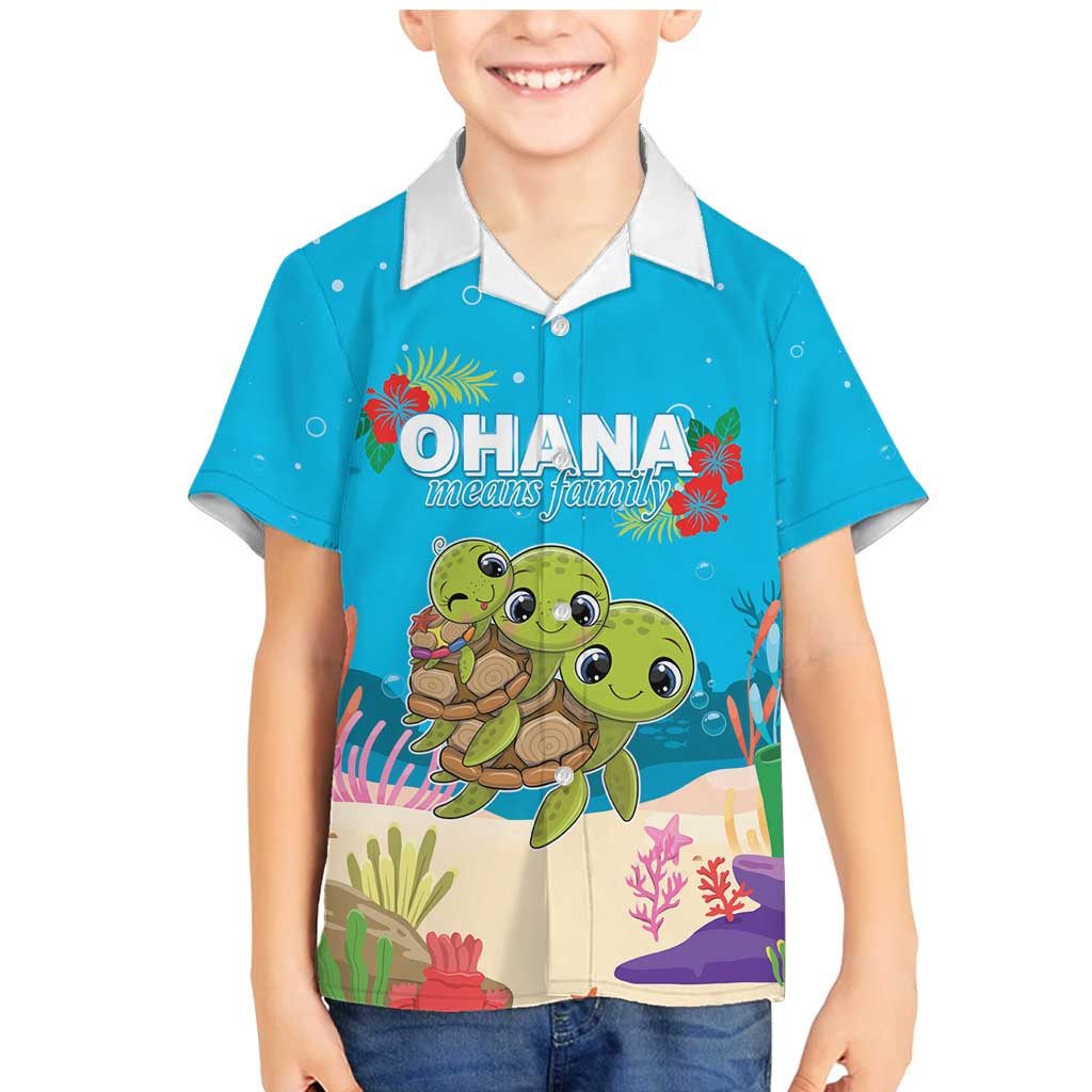 Ohana Hawaii Family Matching Mermaid Dress and Hawaiian Shirt Kawaii Family Turtle
