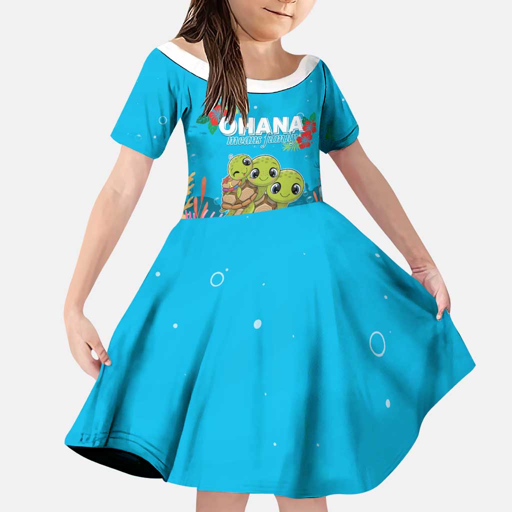 Ohana Hawaii Family Matching Puletasi and Hawaiian Shirt Kawaii Family Turtle