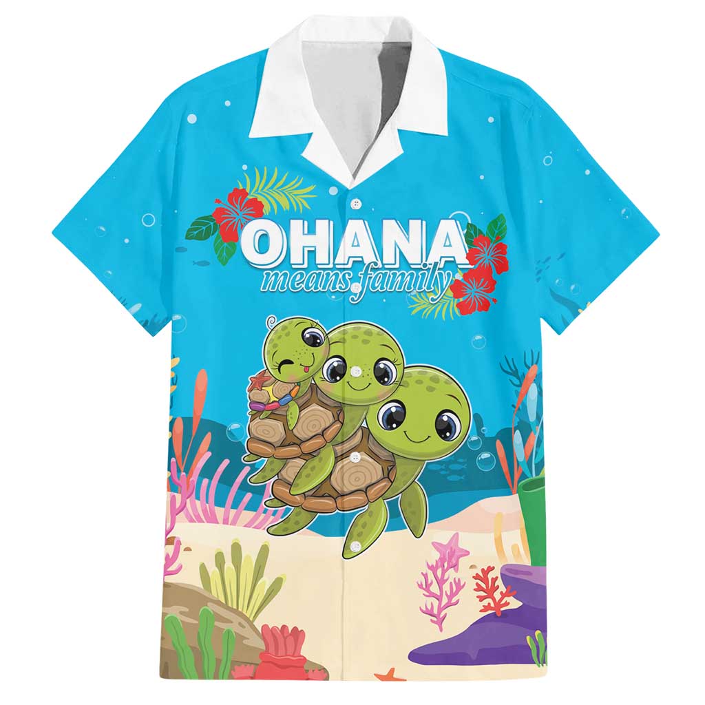 Ohana Hawaii Family Matching Puletasi and Hawaiian Shirt Kawaii Family Turtle