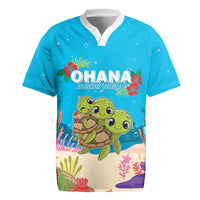 Ohana Hawaii Rugby Jersey Kawaii Family Turtle LT05 Blue - Polynesian Pride