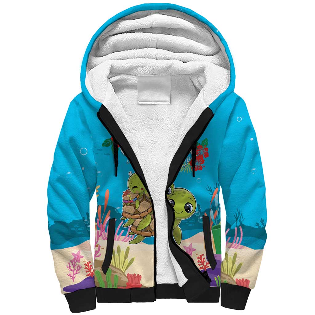 Ohana Hawaii Sherpa Hoodie Kawaii Family Turtle