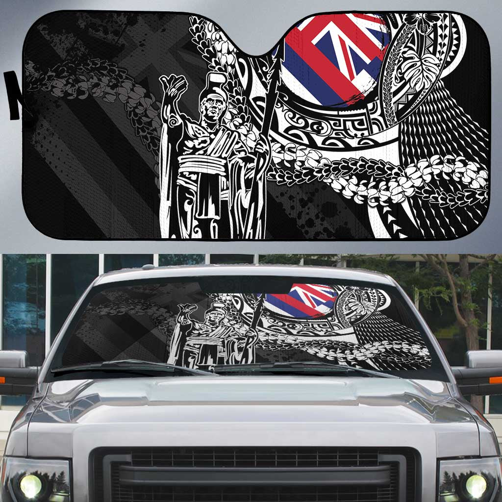 Hawaii King Flag Auto Sun Shade Hawaiian Maile Lei - Polynesian Pride