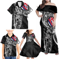 Hawaii King Flag Family Matching Off Shoulder Maxi Dress and Hawaiian Shirt Hawaiian Maile Lei - Polynesian Pride