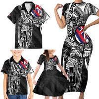 Hawaii King Flag Family Matching Short Sleeve Bodycon Dress and Hawaiian Shirt Hawaiian Maile Lei - Polynesian Pride