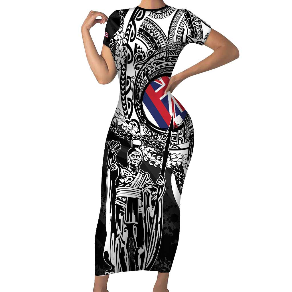 Hawaii King Flag Family Matching Short Sleeve Bodycon Dress and Hawaiian Shirt Hawaiian Maile Lei - Polynesian Pride
