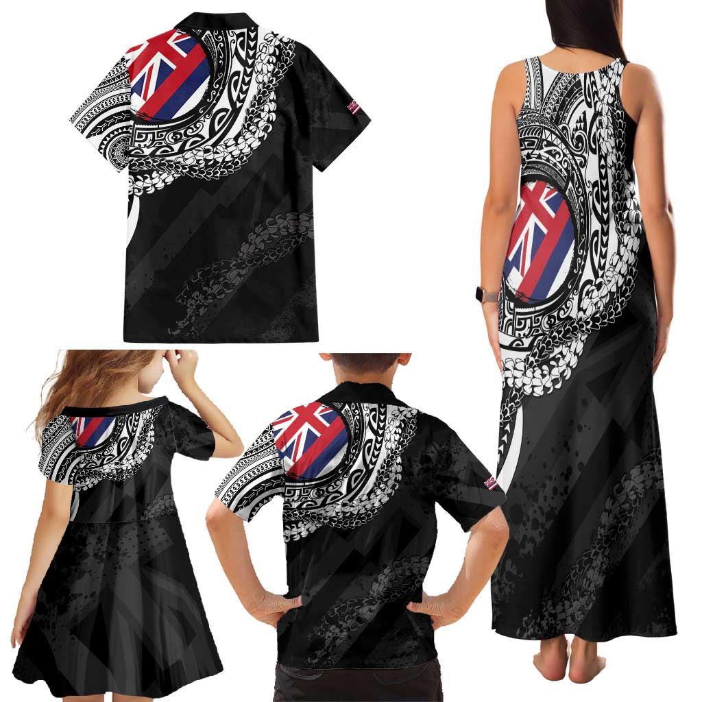 Hawaii King Flag Family Matching Tank Maxi Dress and Hawaiian Shirt Hawaiian Maile Lei - Polynesian Pride
