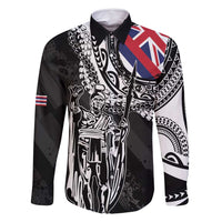 Hawaii King Flag Family Matching Tank Maxi Dress and Hawaiian Shirt Hawaiian Maile Lei - Polynesian Pride