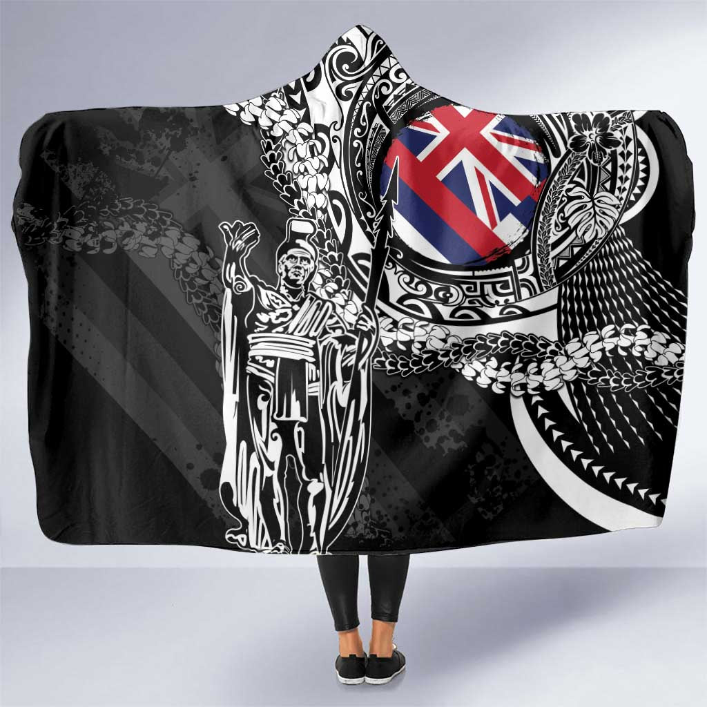 Hawaii King Flag Hooded Blanket Hawaiian Maile Lei - Polynesian Pride