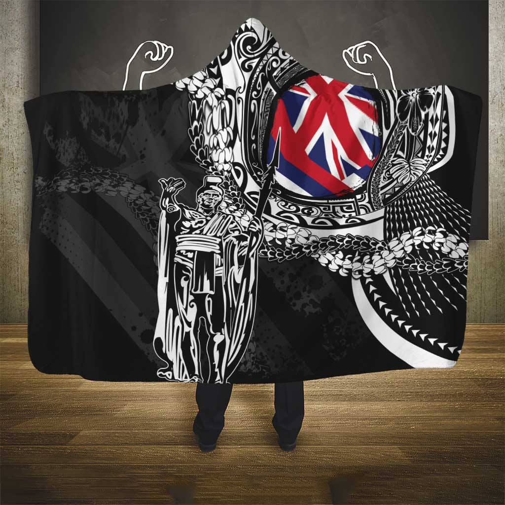 Hawaii King Flag Hooded Blanket Hawaiian Maile Lei - Polynesian Pride
