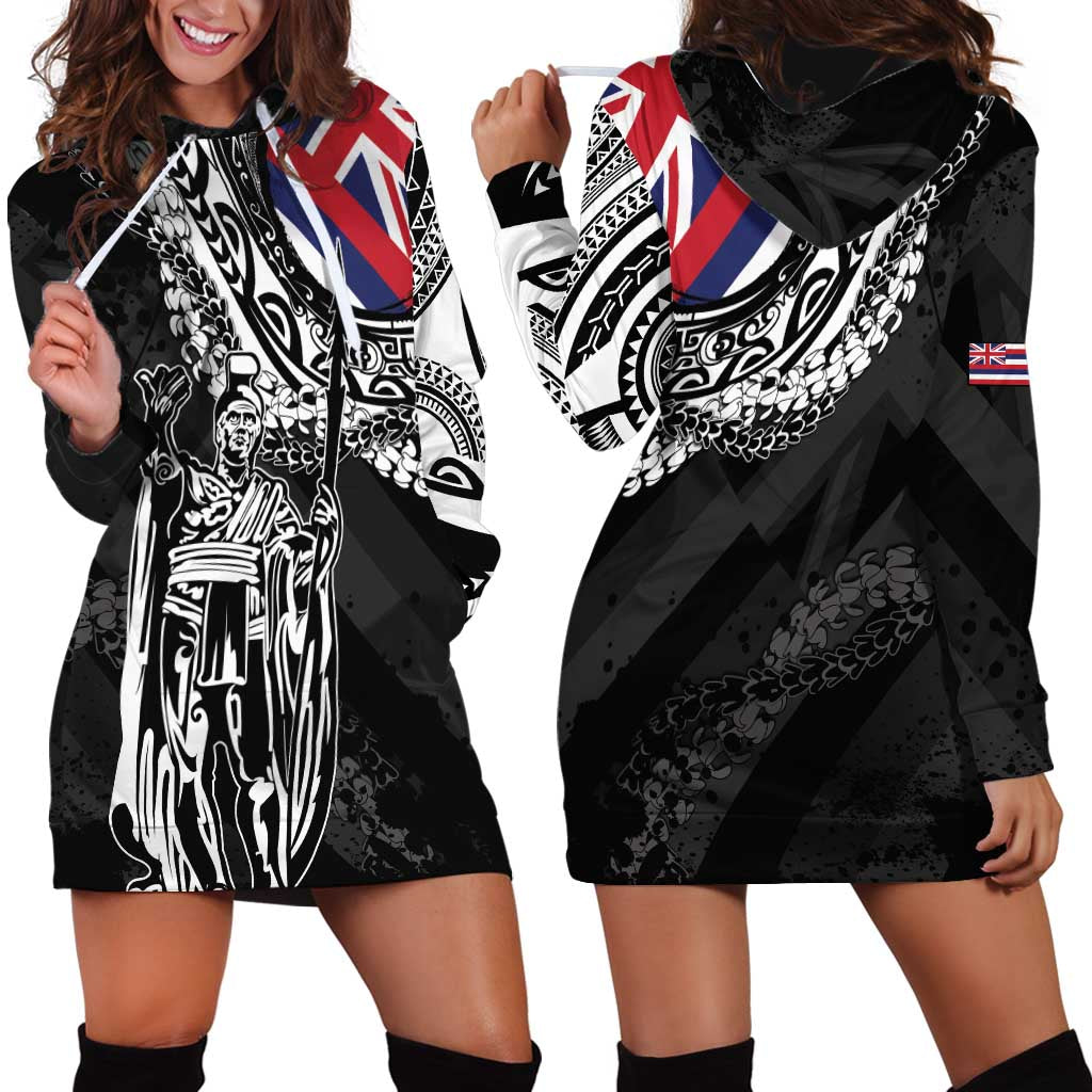 Hawaii King Flag Hoodie Dress Hawaiian Maile Lei - Polynesian Pride