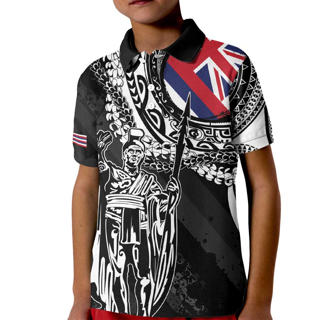 Hawaii King Flag Kid Polo Shirt Hawaiian Maile Lei - Polynesian Pride
