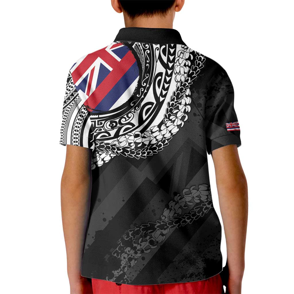 Hawaii King Flag Kid Polo Shirt Hawaiian Maile Lei - Polynesian Pride