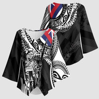 Hawaii King Flag Kimono Sleeve Blouse Hawaiian Maile Lei - Polynesian Pride