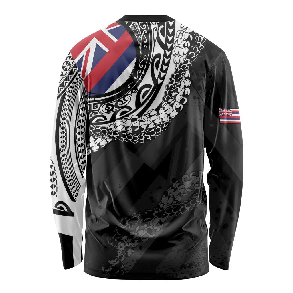 Hawaii King Flag Long Sleeve Shirt Hawaiian Maile Lei - Polynesian Pride