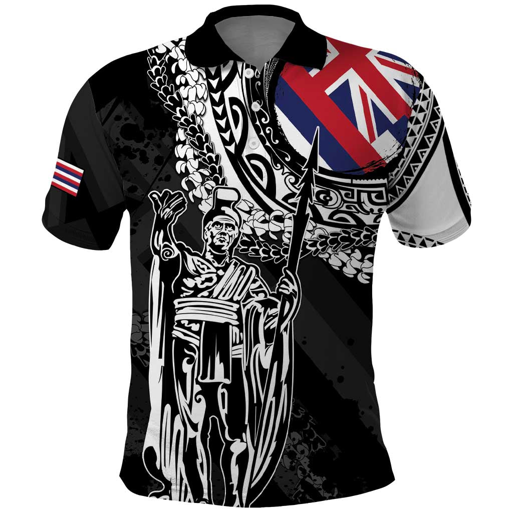 Hawaii King Flag Polo Shirt Hawaiian Maile Lei - Polynesian Pride