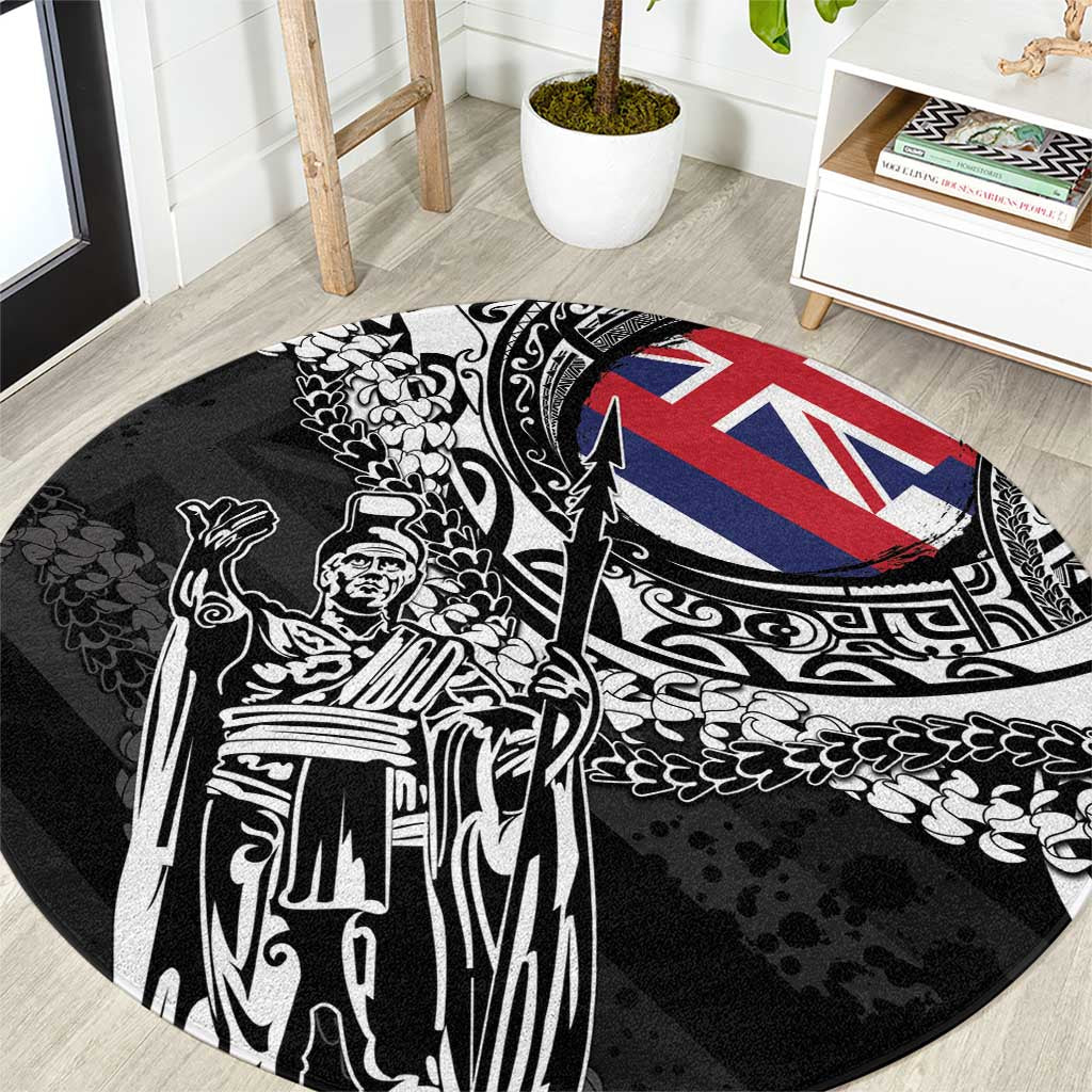 Hawaii King Flag Round Carpet Hawaiian Maile Lei - Polynesian Pride