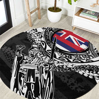 Hawaii King Flag Round Carpet Hawaiian Maile Lei - Polynesian Pride