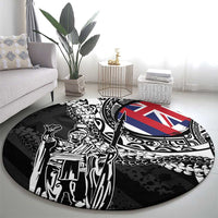 Hawaii King Flag Round Carpet Hawaiian Maile Lei - Polynesian Pride