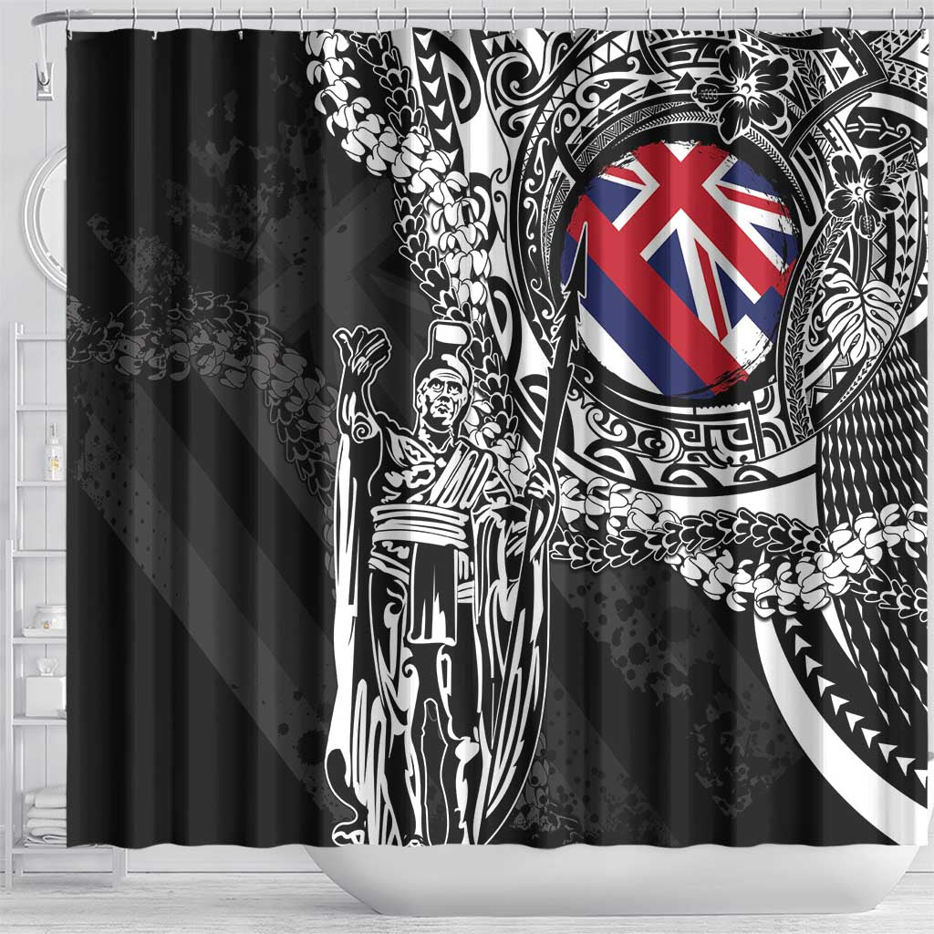 Hawaii King Flag Shower Curtain Hawaiian Maile Lei - Polynesian Pride