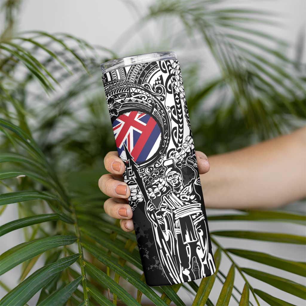 Hawaii King Flag Skinny Tumbler Hawaiian Maile Lei - Polynesian Pride