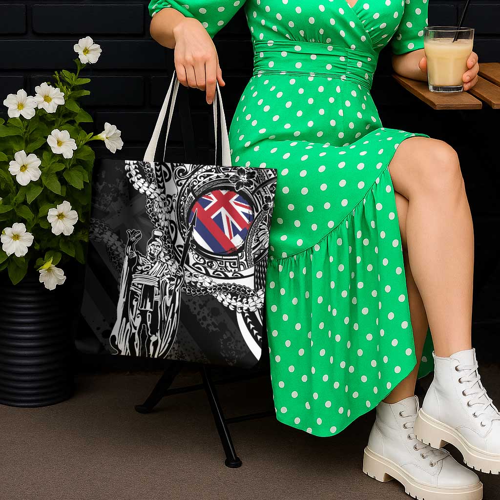 Hawaii King Flag Tote Bag Hawaiian Maile Lei - Polynesian Pride