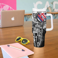 Hawaii King Flag Tumbler With Handle Hawaiian Maile Lei - Polynesian Pride