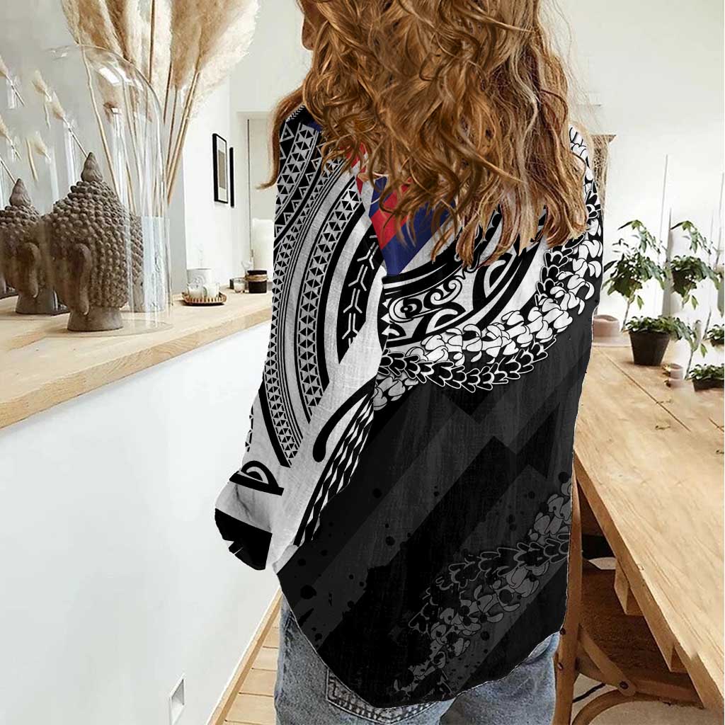 Hawaii King Flag Women Casual Shirt Hawaiian Maile Lei - Polynesian Pride