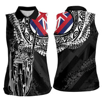 Hawaii King Flag Women Sleeveless Polo Shirt Hawaiian Maile Lei - Polynesian Pride