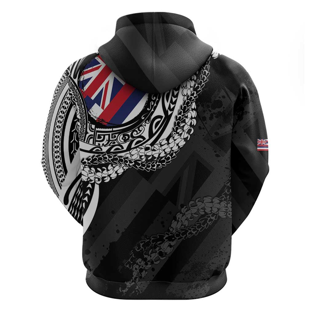 Hawaii King Flag Zip Hoodie Hawaiian Maile Lei - Polynesian Pride