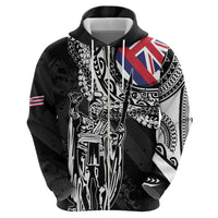 Hawaii King Flag Zip Hoodie Hawaiian Maile Lei - Polynesian Pride