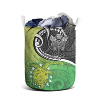 New Zealand Cook Islands Laundry Basket Maori Tiki With Circle Stars Turtle - Polynesian Pride