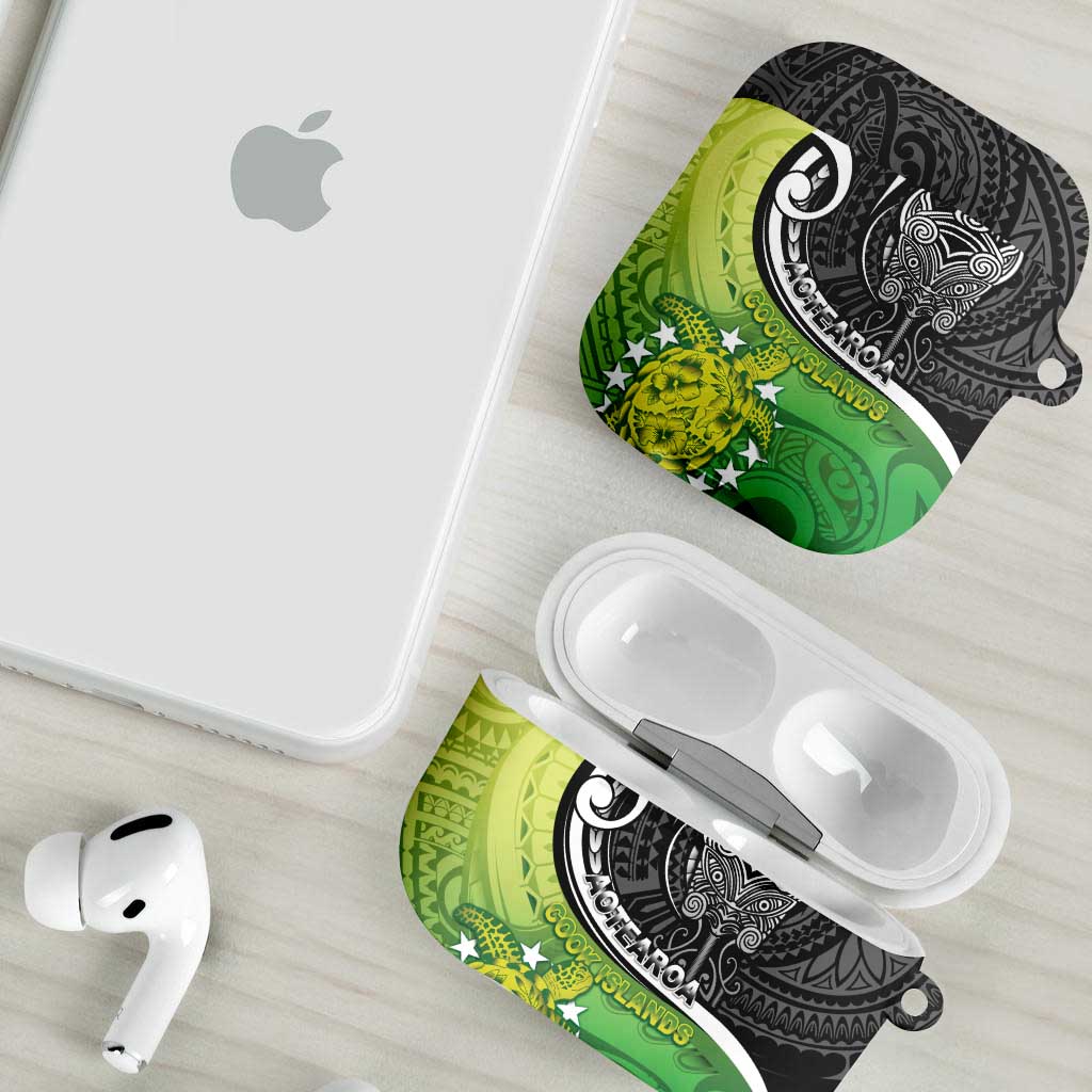 New Zealand Cook Islands AirPods Case Maori Tiki With Circle Stars Turtle - Polynesian Pride
