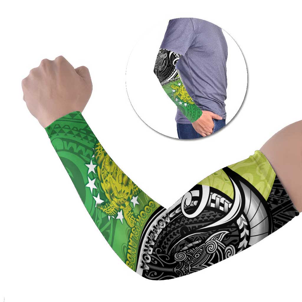 Custom New Zealand Cook Islands Arm Sleeves Maori Tiki With Circle Stars Turtle - Polynesian Pride