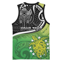 Custom New Zealand Cook Islands Basketball Jersey Maori Tiki With Circle Stars Turtle - Polynesian Pride