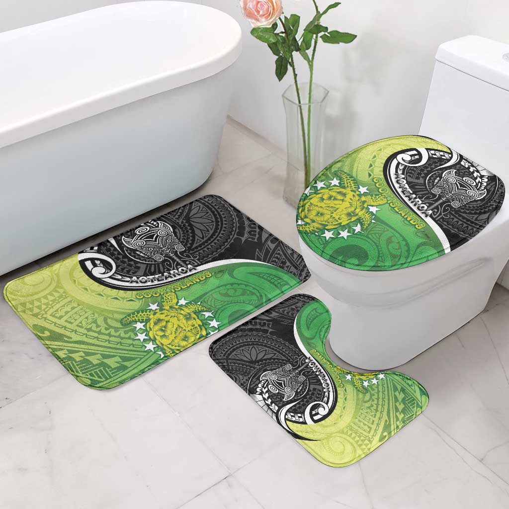 New Zealand Cook Islands Bathroom Set Maori Tiki With Circle Stars Turtle - Polynesian Pride