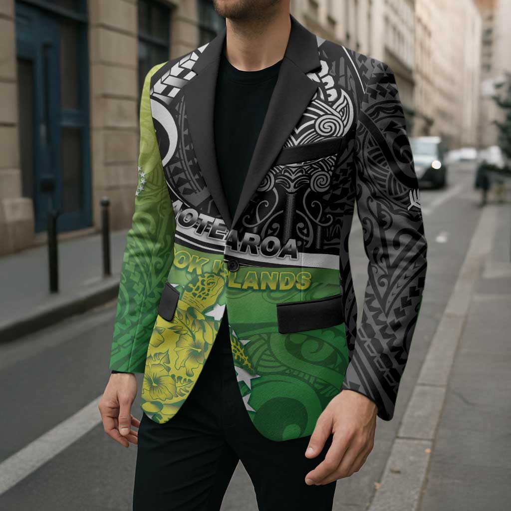 Custom New Zealand Cook Islands Blazer Maori Tiki With Circle Stars Turtle - Polynesian Pride