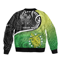 Custom New Zealand Cook Islands Bomber Jacket Maori Tiki With Circle Stars Turtle - Polynesian Pride